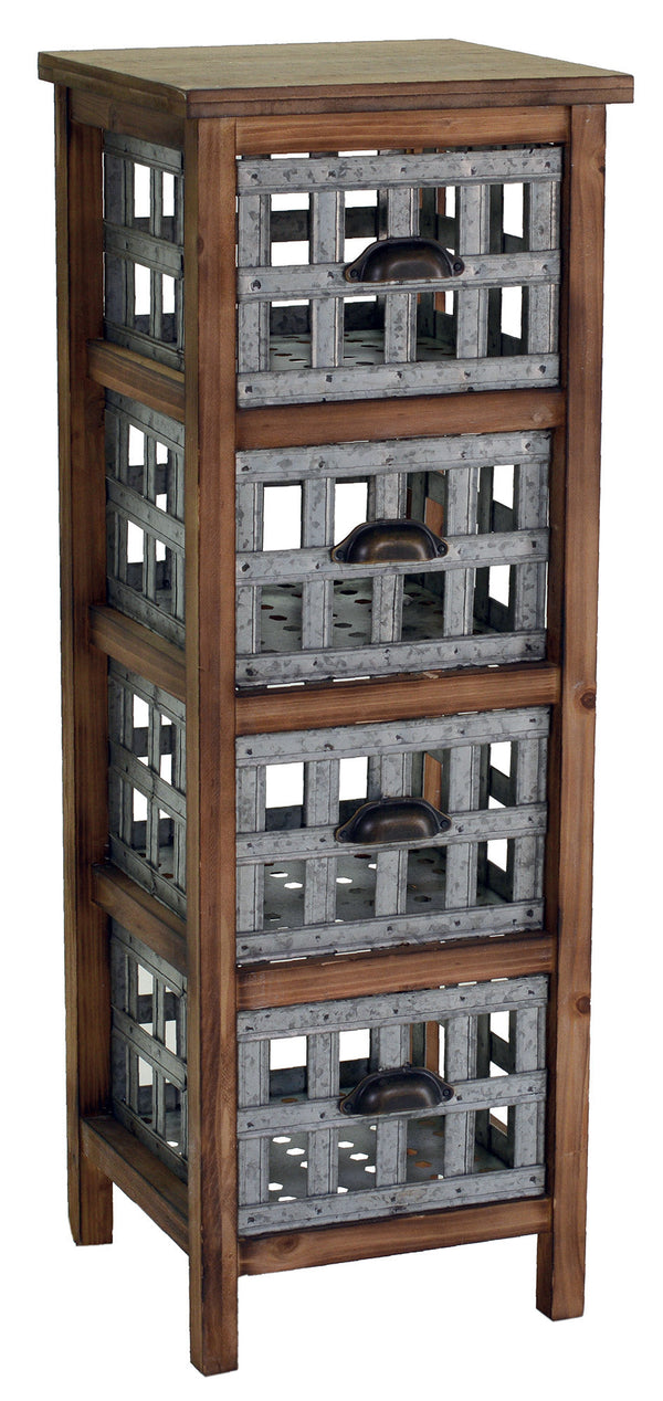 prezzo Commode 4 tiroirs en bois marron/gris