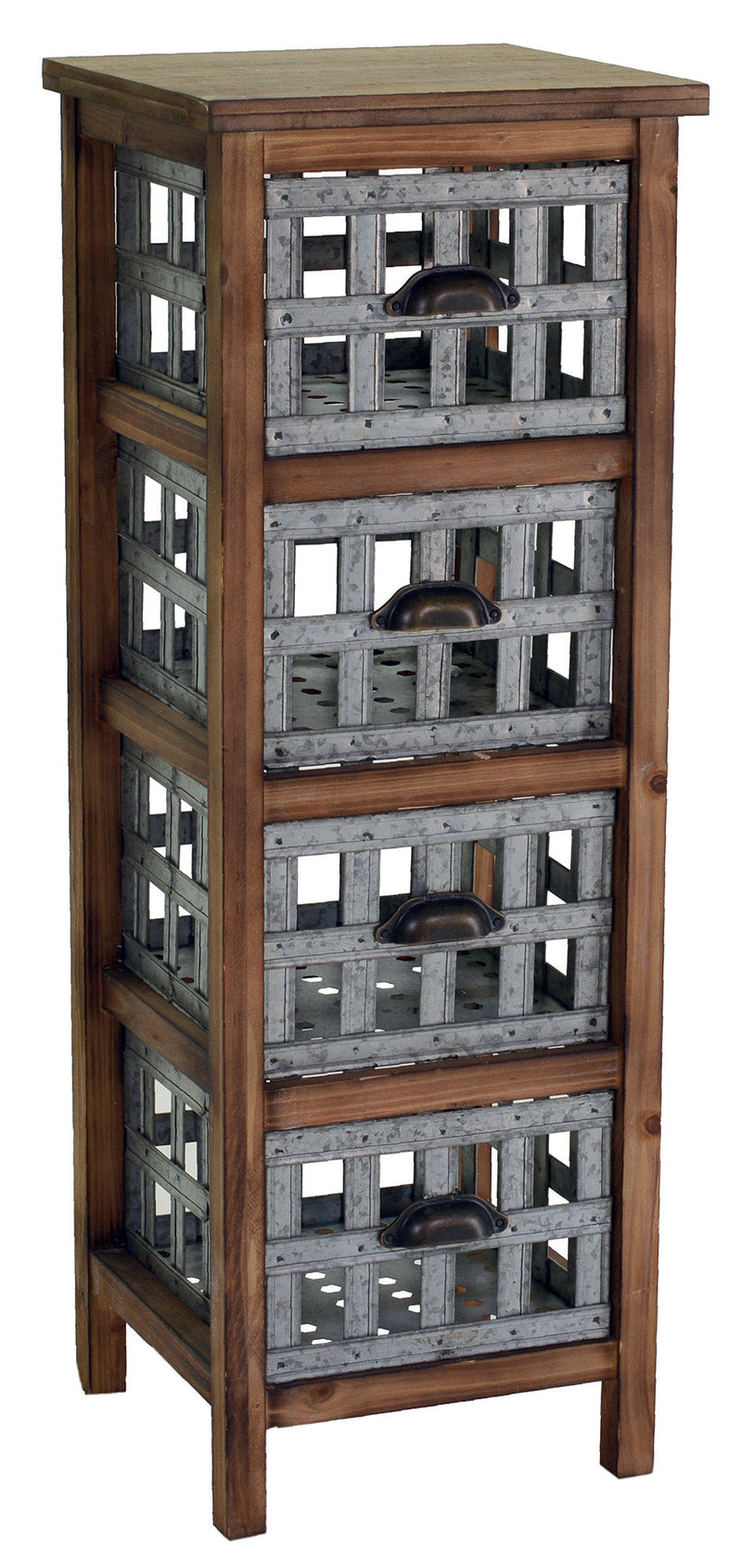 Cassettiera in Legno 4 Cassetti Marrone/Grigio