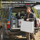 Mobile da Campeggio Pieghevole 120x47x70 cm Piano di Lavoro e Credenza in Alluminio MDF e Tessuto Oxford Argento      