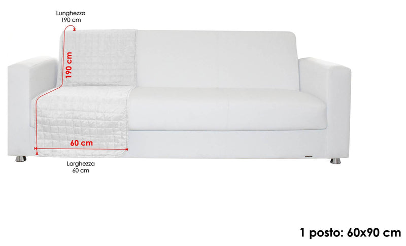 Copridivano a Fascia 1 Posto 60x190 cm in Microfibra Doubleface Blu Scuro/Grigio Chiaro