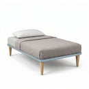 Letto Singolo con Rete Rivestita Microfibra Azzurro Tessis Varie Misure