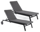 Set 2 Lettini Prendisole da Giardino 70x204x101h cm con Cuscini e Ruote Jalisco Antracite 