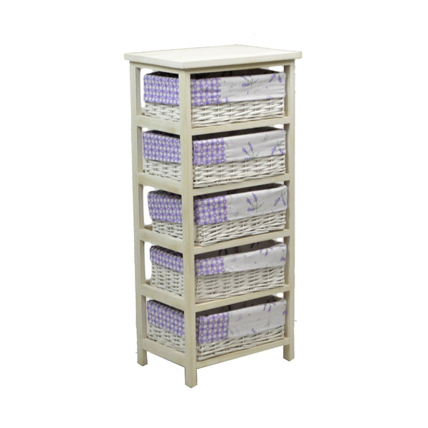 sconto Commode en Bois 5 Tiroirs 40x29H90cm Adami Lavande