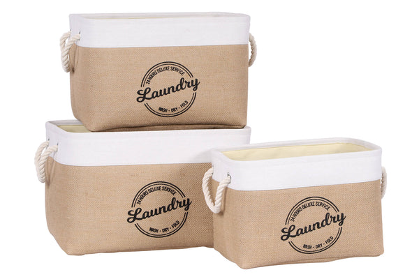 online Ensemble de 3 paniers à linge en jute avec poignées en corde Natural Collection