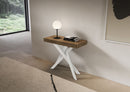 Consolle Allungabile 90-300x40x77 cm Saki Premium Noce Gambe Bianche 