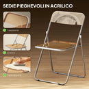 Set 4 Sedie Pieghevoli Salvaspazio 47x48x75 cm in Acciaio e Acrilico Arancione   