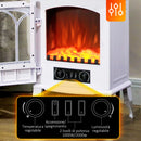 Camino Elettrico da Terra 1000W-2000W con Effetto Fiamma Regolabile 39x23x56,5 cm Bianco      