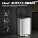 Pattumiera Rettangolare a Pedale 50 L 40,4x38x58,6 cm con Chiusura Ammortizzata e Scomparto per Deodorante in Acciaio Inox Argento      