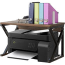 Scaffale da Scrivania Multiuso 2 Ripiani 54x35x35 cm per Stampante Ufficio in MDF Noce e Nero