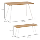 Set Tavolo da Pranzo con 2 Panche in MDF e Metallo Bianco