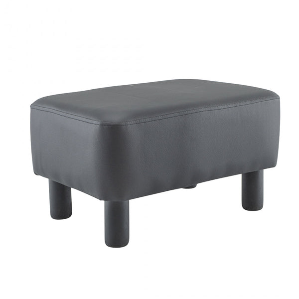 sconto Tabouret Pouf Rectangulaire en Simili Cuir Pieds en Bois Noir