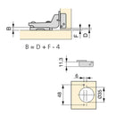 Cerniera a Scodellino 35 mm Collo Alto 100° con Basetta 20 Pezzi Emuca