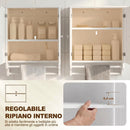 Pensile Bagno Salvaspazio 60,5x22,5x64 cm con 2 Ante e Portasciugamani in MDF Bianco      