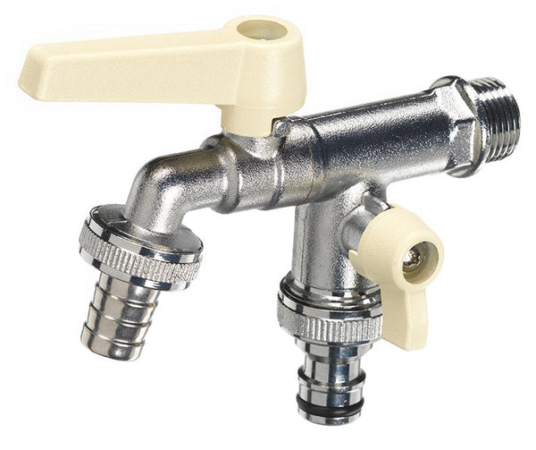 online Robinet à bille double pour fontaine de jardin avec leviers colorés Belfer RUB/027 ivoire