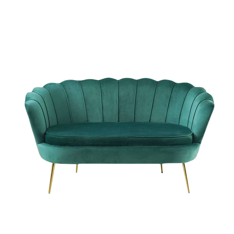 Divano salotto 122x73x78 cm 2 Posti in Velluto Seduta a Conchiglia Lola Verde