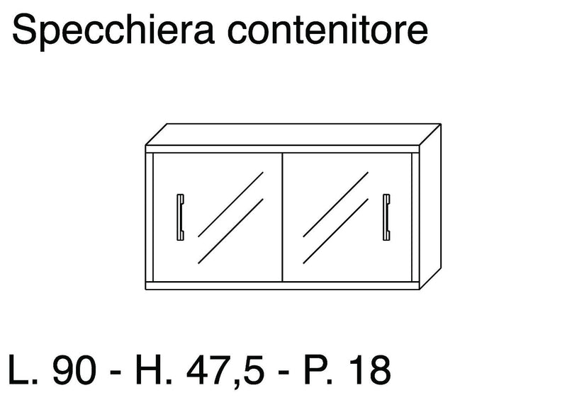 Specchiera 2 Ante in Melaminico 90x18x47,5cm TFT Giava Wengè Specchio
