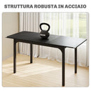 Tavolo Allungabile 4-6 Posti 120-160x70x75 cm Piano in MDF con Protezione Angoli Nero   