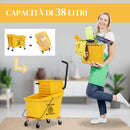 Carrello Pulizie Secchio 36L con Mocio e Strizzatore 55x37x65 cm Giallo    