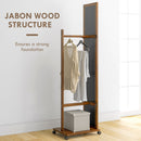 Specchio da Camera e Ingresso con Ripiano Inferiore e Binario 35,5x49,5x167,8 cm in Legno e Vetro 