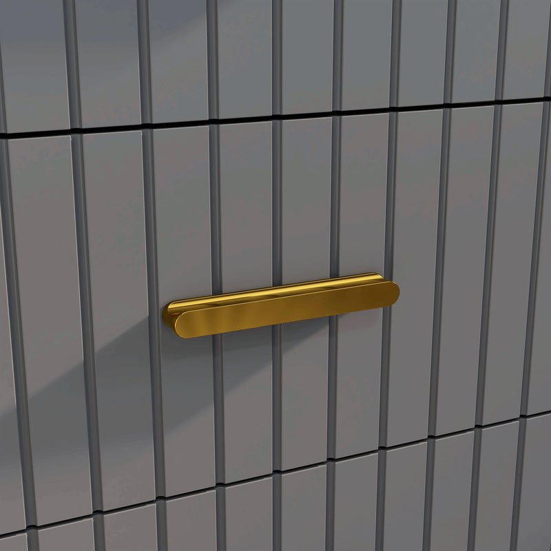 Cassettiera 4 Cassetti Design Moderno 60x40x90 cm in Legno e Alluminio Oro e Grigio Scuro 