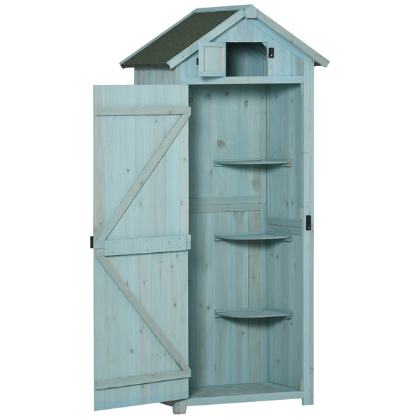 Casetta Box da Giardino Porta Attrezzi 77x54,2x179 cm 3 Ripiani  in Legno Blu acquista