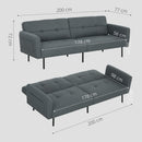 Divano Letto Clic Clac 200x77x72 cm con Schienale Regolabile in Tessuto Effetto Lino Grigio   
