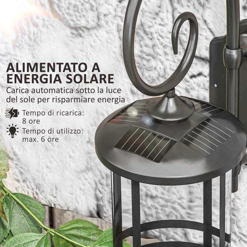 Lampada da Esterno con Pannello Solare 16,5x25,5x41 cm Impermeabile IP44 e Accensione Automatica Nero