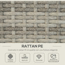 Lettino Prendisole da Giardino 60x200x40 cm in Rattan PE Grigio