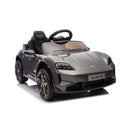 Macchina Elettrica per Bambini Porsche Taycan Turbo S 12V con Telecomando Bluetooth Luci LED e Tappetini Nero