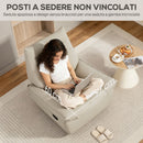 Poltrona Relax Reclinabile Manualmente con Poggiapiedi e Base Girevole Senza Braccioli Crema      