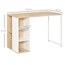 Scrivania Porta PC 115x55x75 cm in Metallo e Truciolare Rovere Bianco