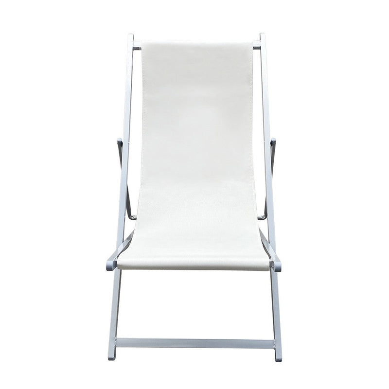 Sedia Sdraio Pieghevole 3 Posizioni in Ferro e Tessuto Oxford Matera Beige