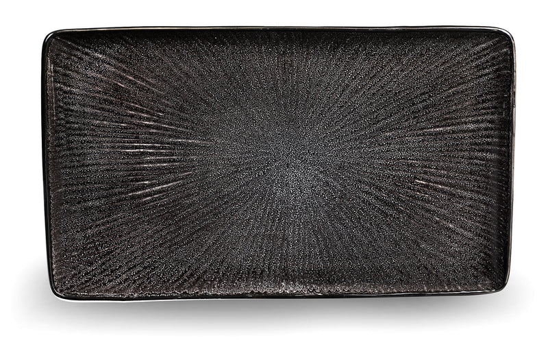 Set 4 Piatti Rettangolari 30x18x2,5 cm in Gres Kaleidos Sirius Neri