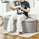 Panca Contenitore Fondo Letto 116x41x40,5 cm in Tessuto Teddy Grigio Chiaro   