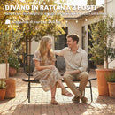 Divano da Esterno 117x67x80 cm Loveseat 2 Posti con Seduta e Schienale Intrecciato in Rattan PE e Acciaio Nero      