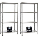 Set 2 Scaffali in Metallo 4 Ripiani 75x30x136 cm  Grigio