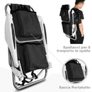 Spiaggina Pieghevole Sedia Spiaggia Alluminio con Borsa Termica e Spallacci Nero