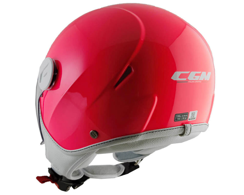 Casco Demi-Jet per Bambini Visiera Sagomata CGM Magic Mono 205A Rosa Fluo Varie Misure