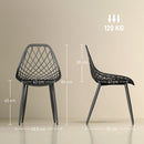 Set 4 Sedie da Pranzo Design Moderno con Schienale Traforato in Plastica Nero    
