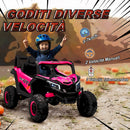 Macchina Elettrica per Bambini UTV 12V con Cintura Telecomando Sospensioni USB 3-7 km/h Rosa      