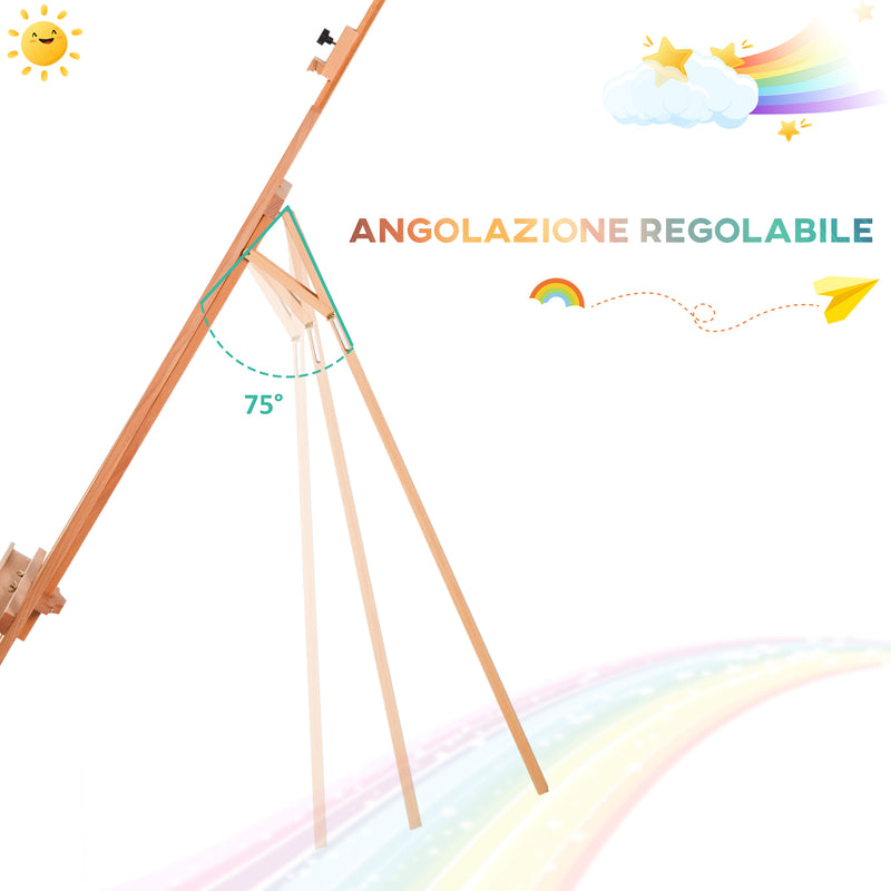 Cavalletto per Pittura Treppiede 65x68x174-230 cm con Supporto per Tela Regolabile in Legno di Faggio   