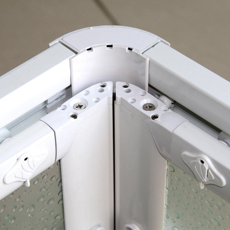 Box Doccia Angolare 2 Ante Scorrevoli in Acrilico 2,2 mm H185 cm Dorini Bianco Varie Misure