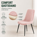 Set 4 Sedie da Pranzo Seduta Ergonomica 43x52x85 cm Struttura in Acciaio in Velluto Rosa     
