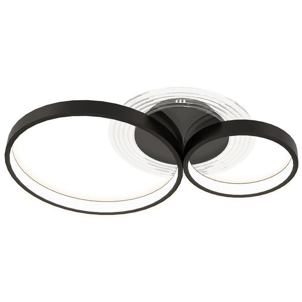 Plafoniera LED Moderna a 3 Anelli 59x8x7,4 cm Potenza 40W in Alluminio e Acrilico Nero sconto