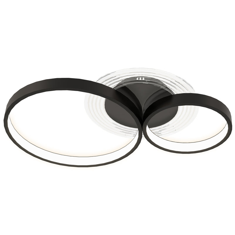 Plafoniera LED Moderna a 3 Anelli 59x8x7,4 cm Potenza 40W in Alluminio e Acrilico Nero  