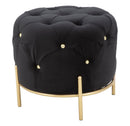 Puff Diamond Glam Nero Ø45x40 cm in Ferro e MDF e Spugna e Poliestere Nero e Oro