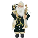 Statuina Babbo Natale Verde Statuetta 60 cm Vestiti in Tessuto Addobbo Natalizio