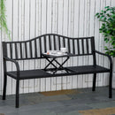 Panchina da Giardino 2-3 Posti 150x58,5x90cm con Tavolino Sollevabile in Metallo Nero      
