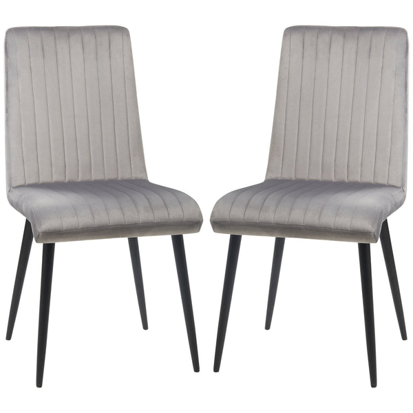 prezzo Set 2 Sedie Imbottite 43x58x90 cm in Tessuto Grigio e Nero