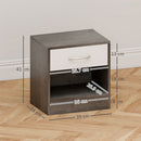 Comodino con Cassetto e Ripiano Aperto 39x28x41 cm in Legno Bianco e Grigio Scuro   